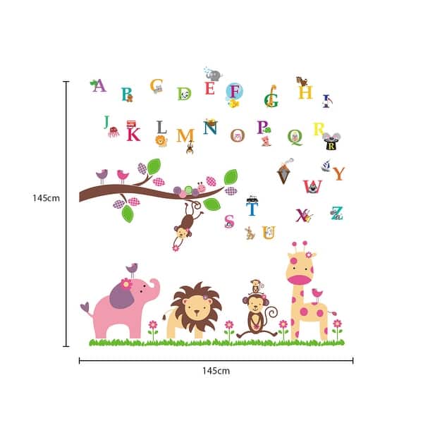 Walplus Zoo Friends Learning Alphabet Kids Wall Sticker Nursery Decor