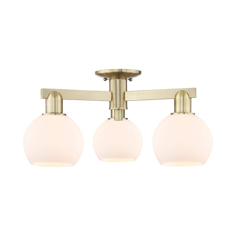Innovations Lighting Endless Possibilities Arcadia - Athens - 3 Light 23" Semi-Flush Mount - Antique Brass/Matte White