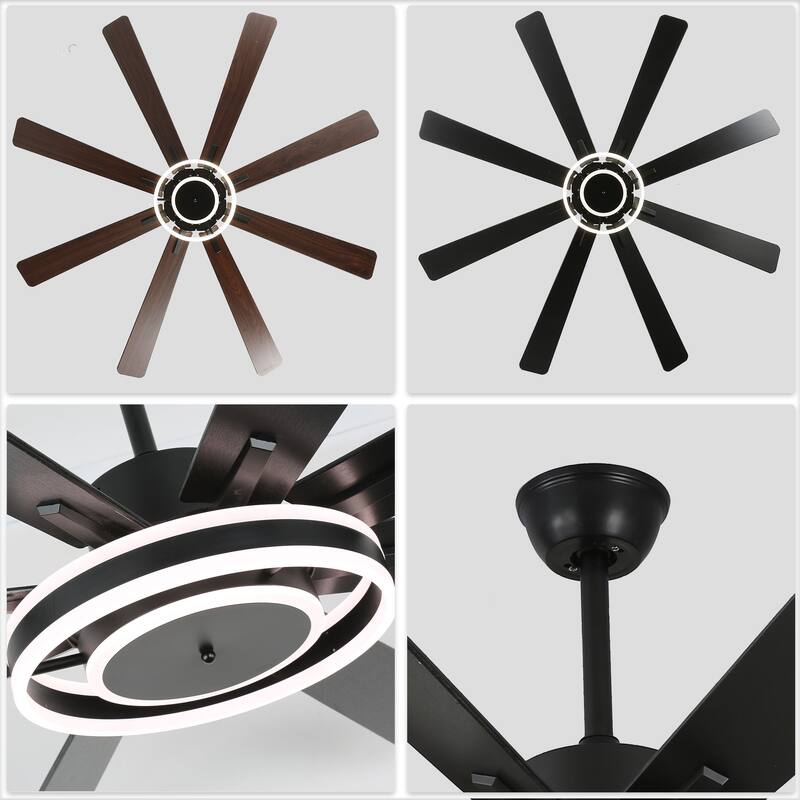 Bella Depot 72" Modern Large Ceiling Fan 6-speed Reversible with Dimmable Light and Remote for Family Room