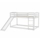 preview thumbnail 31 of 32, Minimalist Twin over Twin Wooden Floor Low Bunk Bed Kids Bed with Convertible Slide,Ladder and Guardrail