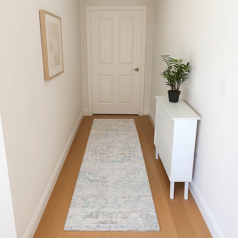 Premium Washable Super Soft Vintage Traditional Mayfield Rug - Beige - 2'3" x 7'6"