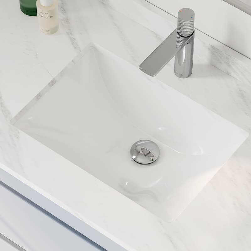 STYLISH 18.25"W x 13"D White Rectangular Undermount Bathroom Sink Set of 2