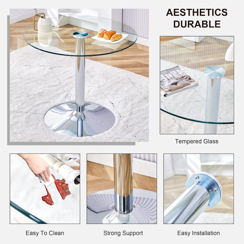 Dining Room Round Dining Table with Gold Metal Legs Coffee Table End Table Accent Table Entryway Table