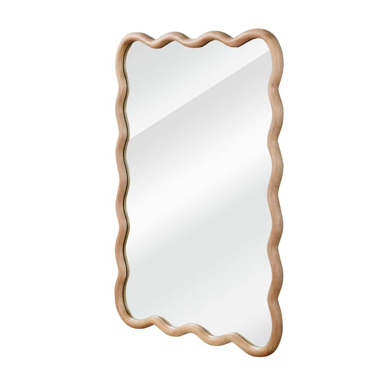 20"x30" Wavy Rectangle Solid Wood Frame Decorative Mirror