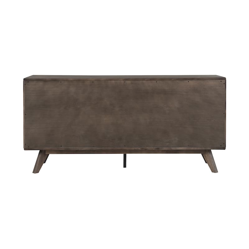 HomeRoots 63" Dark Brown Solid Wood Six Drawer Double Dresser