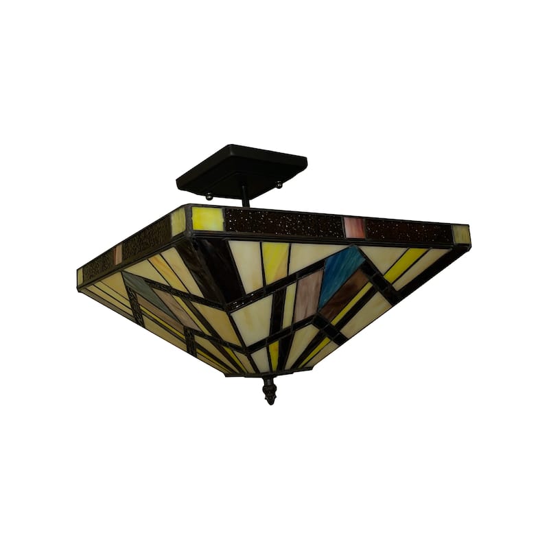 Tiffany Style Mission Design 2-light Blackish Bronze Semi-Flush Mount