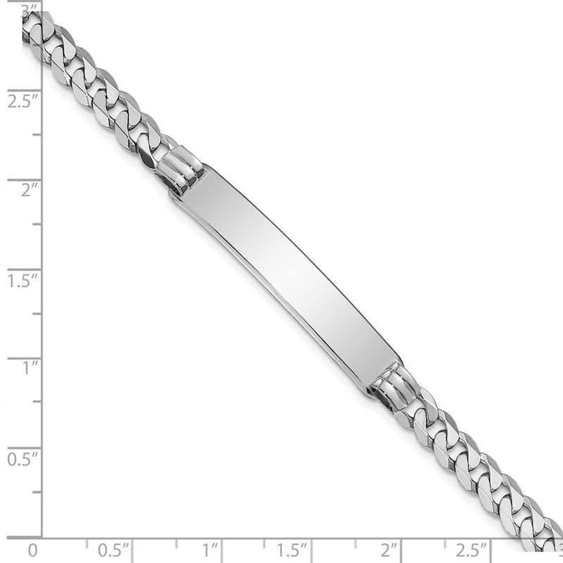 Curata 7.5mm 14k White Gold Engravable Flat Curb Link ID Bracelet
