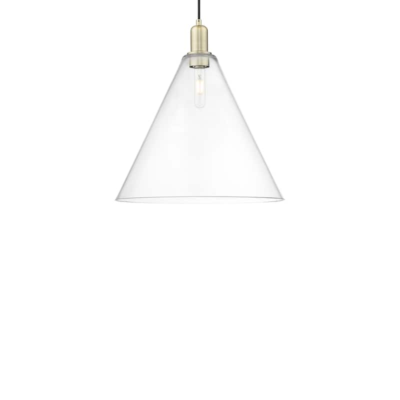 Innovations Lighting 716-1P-18-16 Berkshire Glass Pendant Berkshire - Antique Brass / Clear
