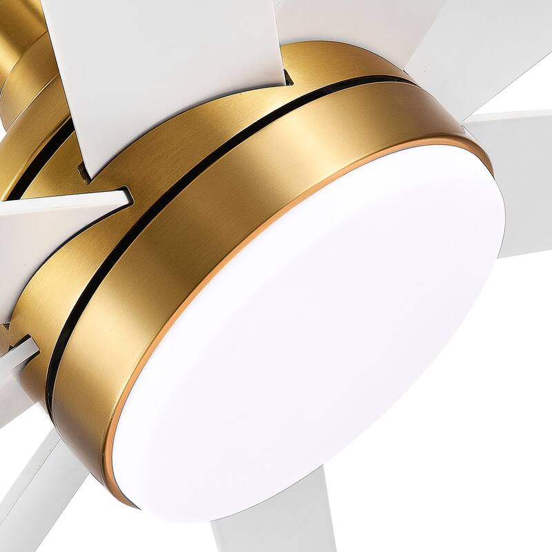 65" Gold LED Ceiling Fan with Light Remote-8 Blade - 65 Inch