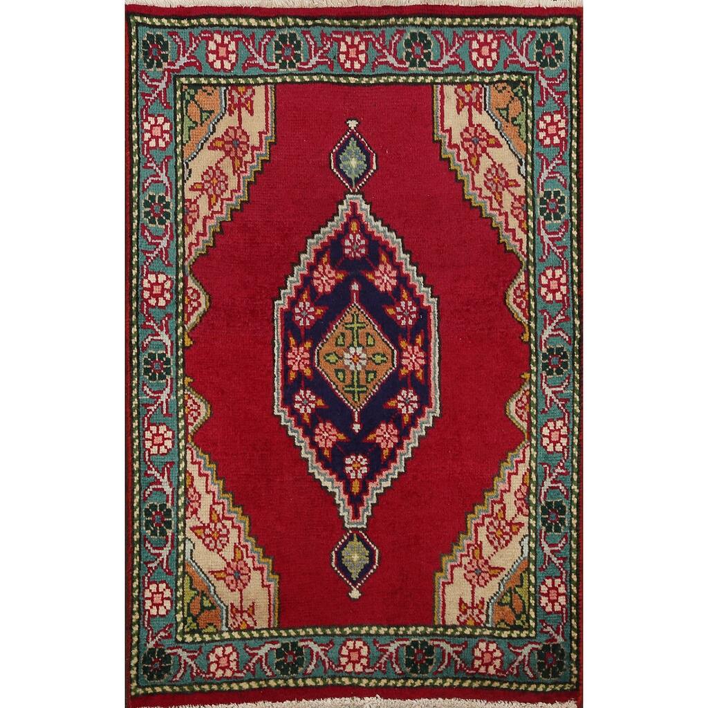 Traditional Geometric Tabriz Persian Area Rug Hand-knotted Wool Carpet - 1'11" x 2'9"