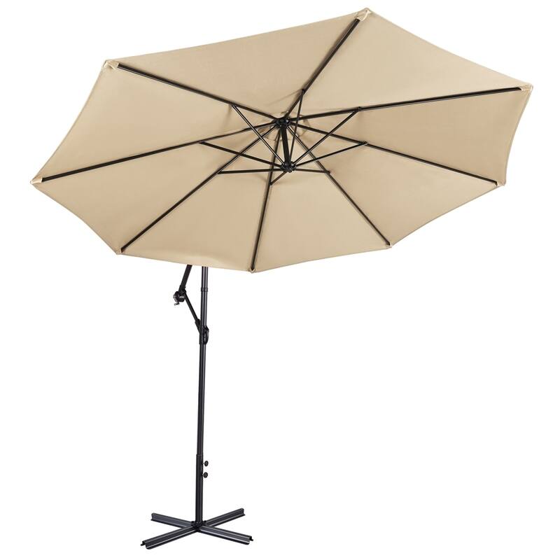 Yaheetech 10 Ft Patio Offset Umbrella Outdoor Hanging Cantilever Umbrella with Crank & Cross Base