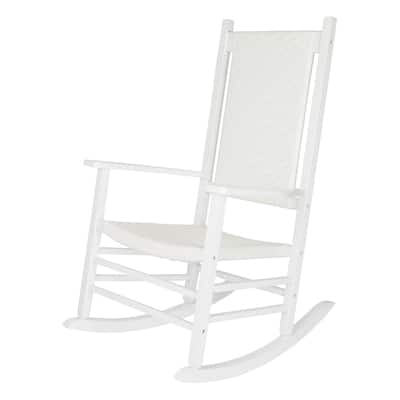 Hampton Genuine Hardwood Rocking Chair with Weather-Resistant Woven Wicker Back