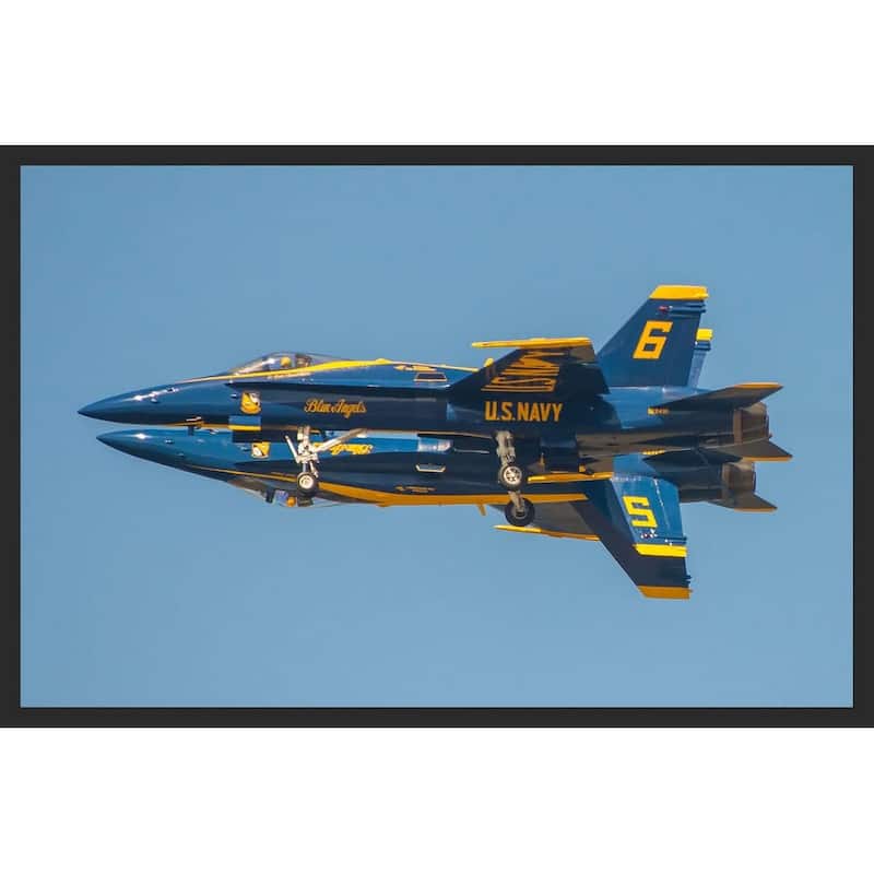 WC001 Blue Angels Airplane Stunt Group Photography by Wayne Collamore Framed Poster - 24 x 36 Inch