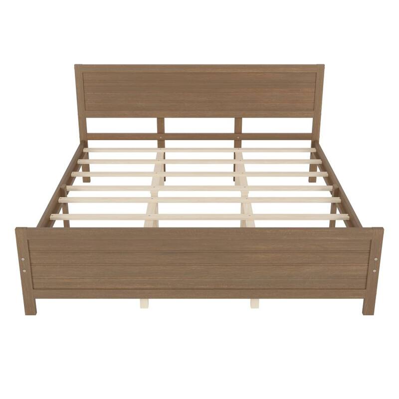 Wood Platform Bed Frame with Headboard, Mattress Foundation