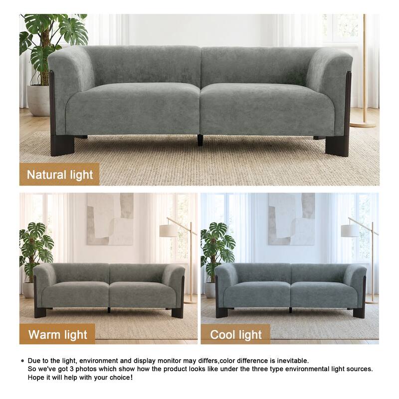 81" Wide Upholstered Velvet/ Chenille Roomy Loveseat Sofa