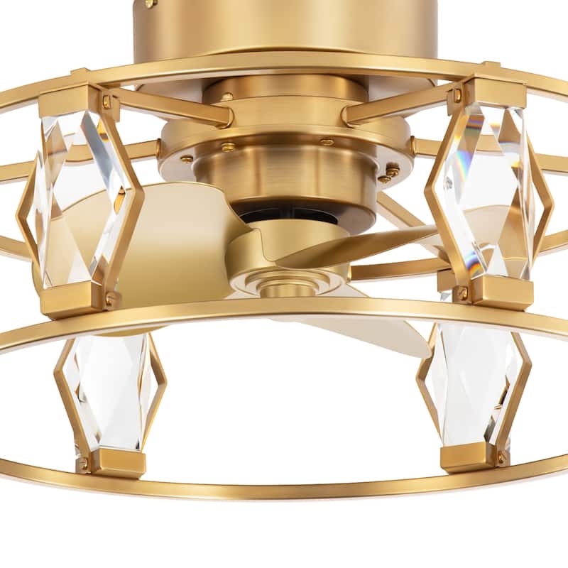 20.8" Flush Mount Crystal Ceiling Fan with Dimmable LED Light and Remote