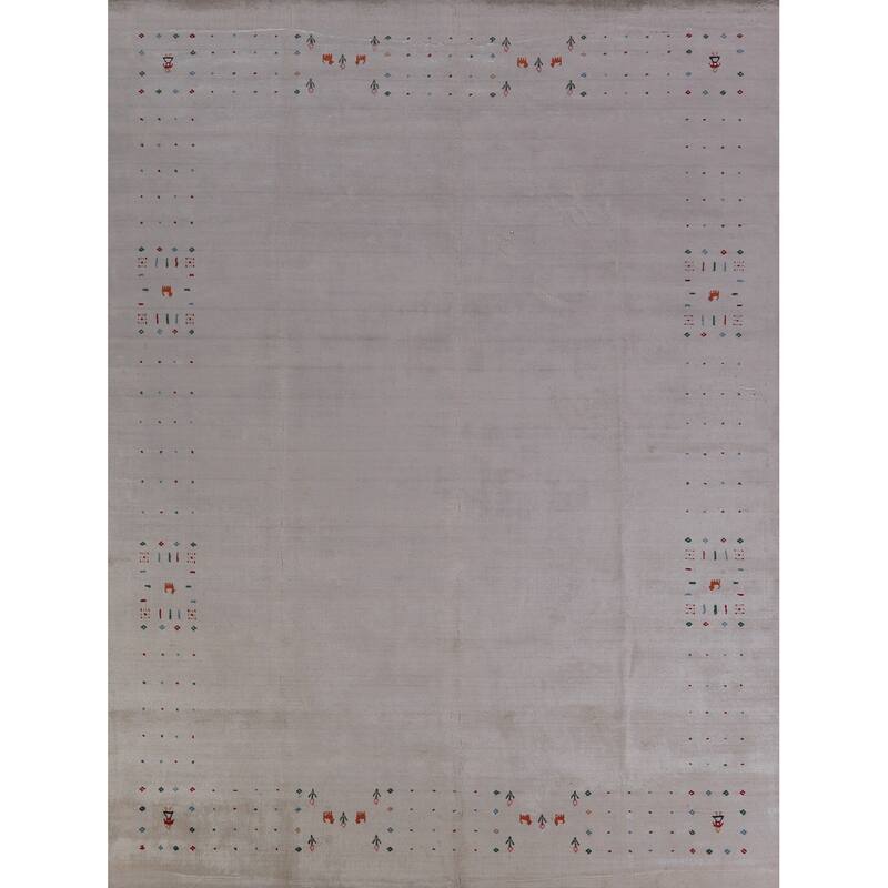 Hand Knotted Oriental 100% Wool Carpet Tribal Tribal Greys & Charcoal Gabbeh Area Rug - 9' 11'' X 8' 1''