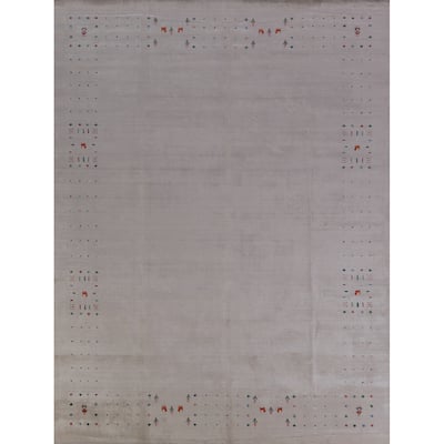Hand Knotted Oriental 100% Wool Carpet Tribal Tribal Greys & Charcoal Gabbeh Area Rug - 9' 11'' X 8' 1''