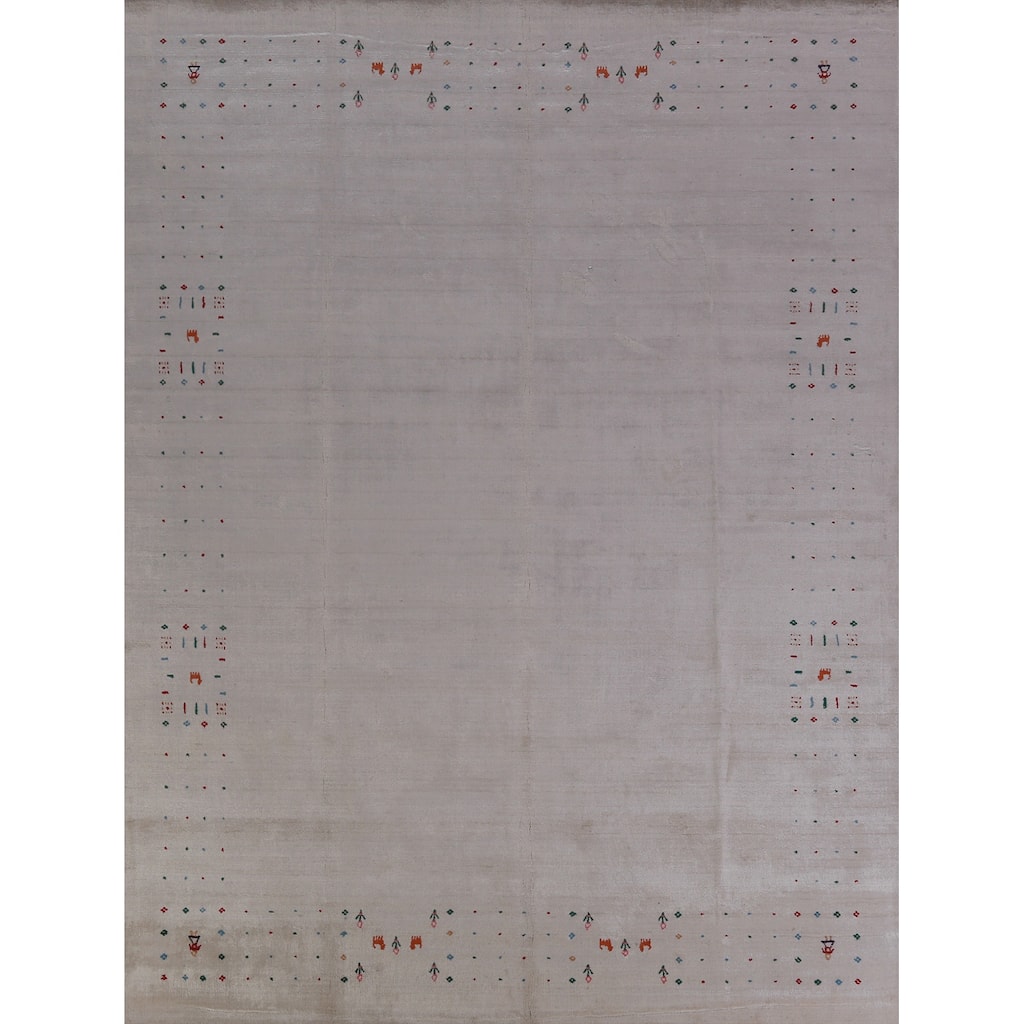 Hand Knotted Oriental 100% Wool Carpet Tribal Tribal Greys & Charcoal Gabbeh Area Rug - 9' 11'' X 8' 1''