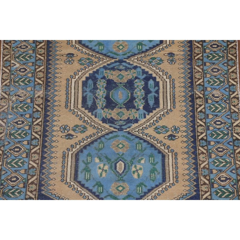 Bakhtiari Persian Vintage Area Rug Hand-Knotted Geometric Wool Carpet - 4'7"x 6'6"