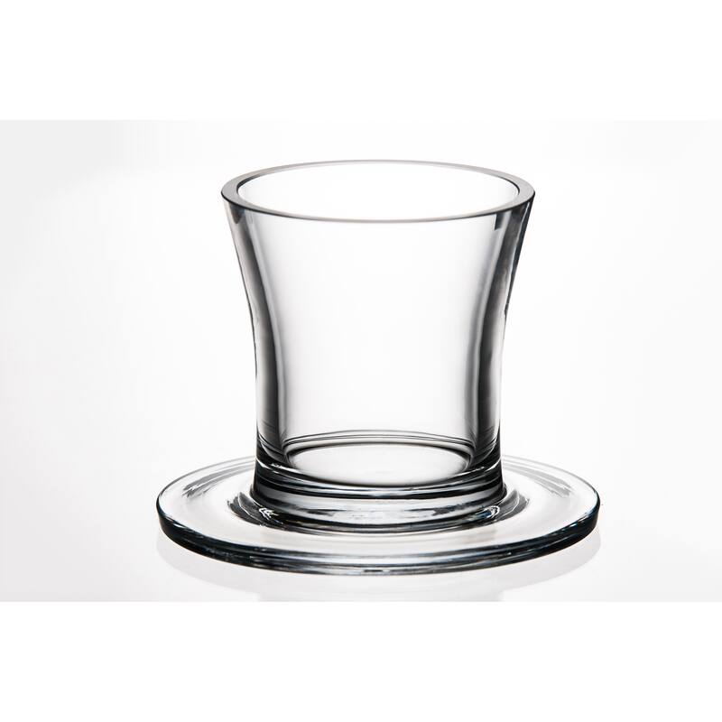 European Glass Top Hat Bowl-6.5" Diameter-W/ Blank Panel for engraving - 6.5" Diameter