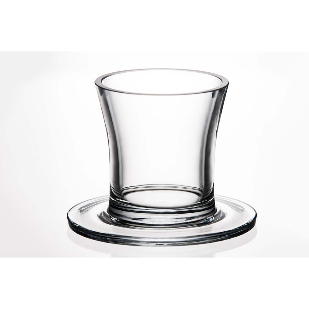 European Glass Top Hat Bowl-6.5" Diameter-W/ Blank Panel for engraving - 6.5" Diameter