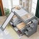 preview thumbnail 15 of 20, Wooden Twin over Full Multifunction Bunk Bed with Drawers, Storage and Slide