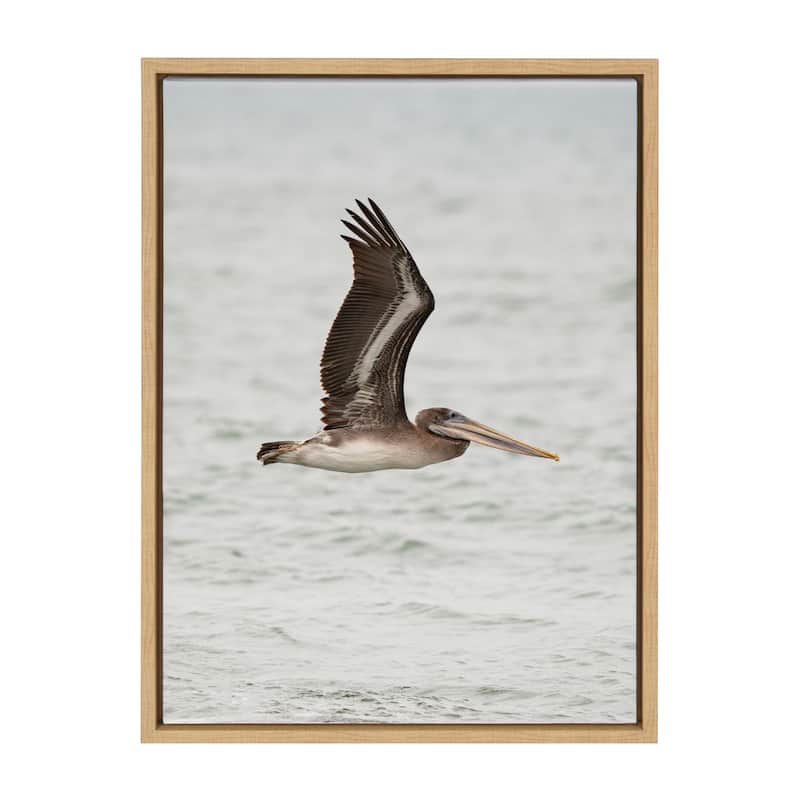 Kate and Laurel Sylvie Pelican Framed Canvas by Crystal Lynn Collins