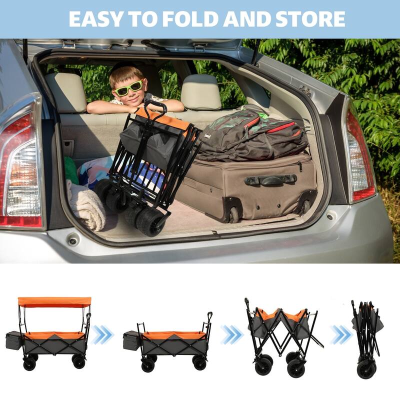 480 lb Folding Wagon Stroller with Canopy & Mosquito Net