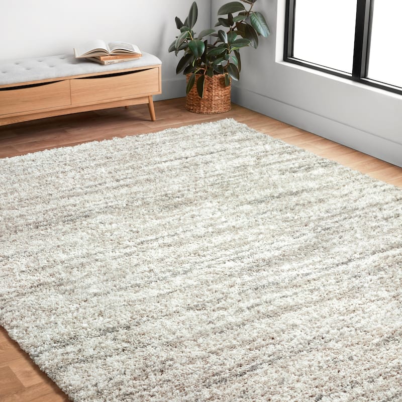 Alexander Home Moroccan Abstract Ombre Shag Area Rug - 3'3" x 6' - Sand - Rectangle