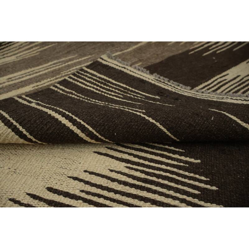 Hand Woven Oriental 100% Wool Carpet Southwestern Modern Beige & Ivories Kilim Area Rug - 8' 9'' X 6' 0''