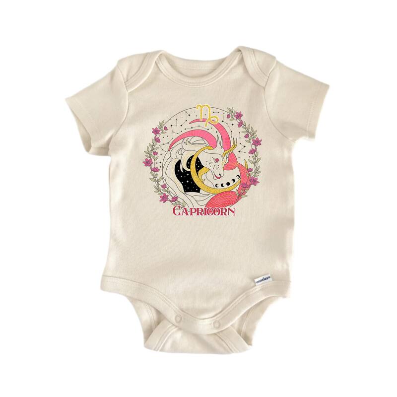 Capricorn Zodiac - Baby Boy Girl Clothes Infant Bodysuit Funny Cute Newborn - Natural - Newborn