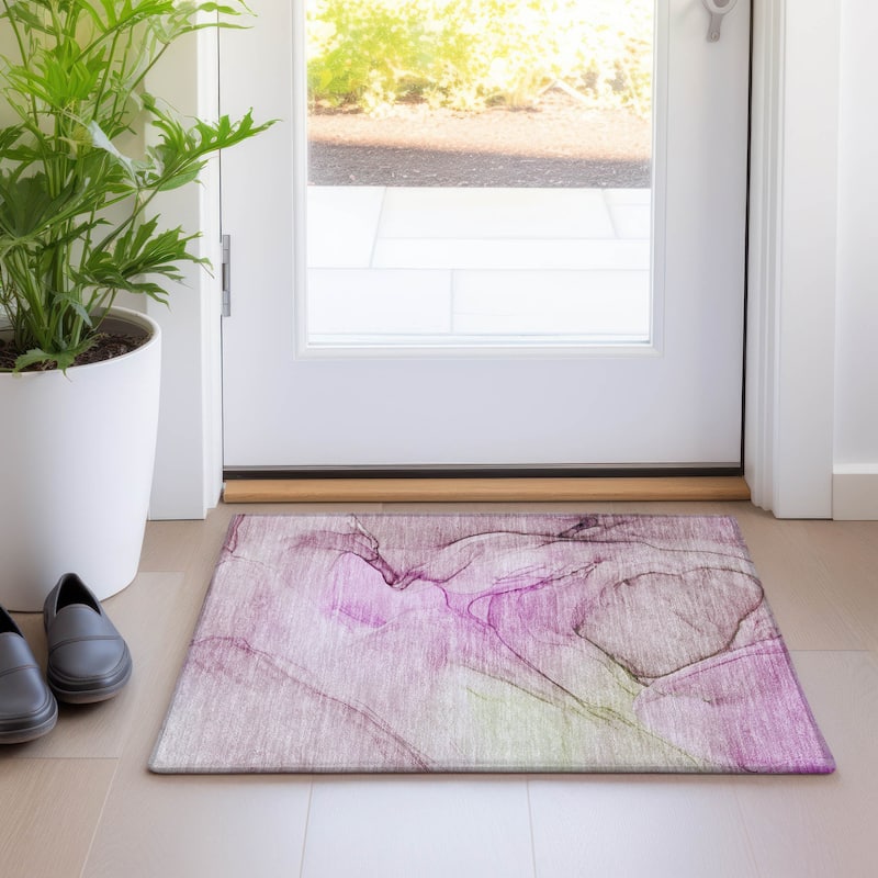 Gaz Modern Art-Inspired Weather Resistant Classic Meets Modern Outdoor Rug