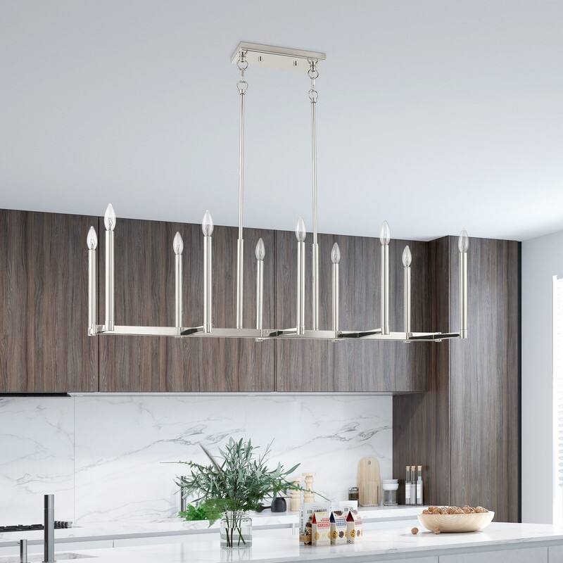 Livex Lighting 10-light Linear Chandelier, 40259-35 - 42.5" L, 15.5" W 18.5" - 48.5" ADJ H