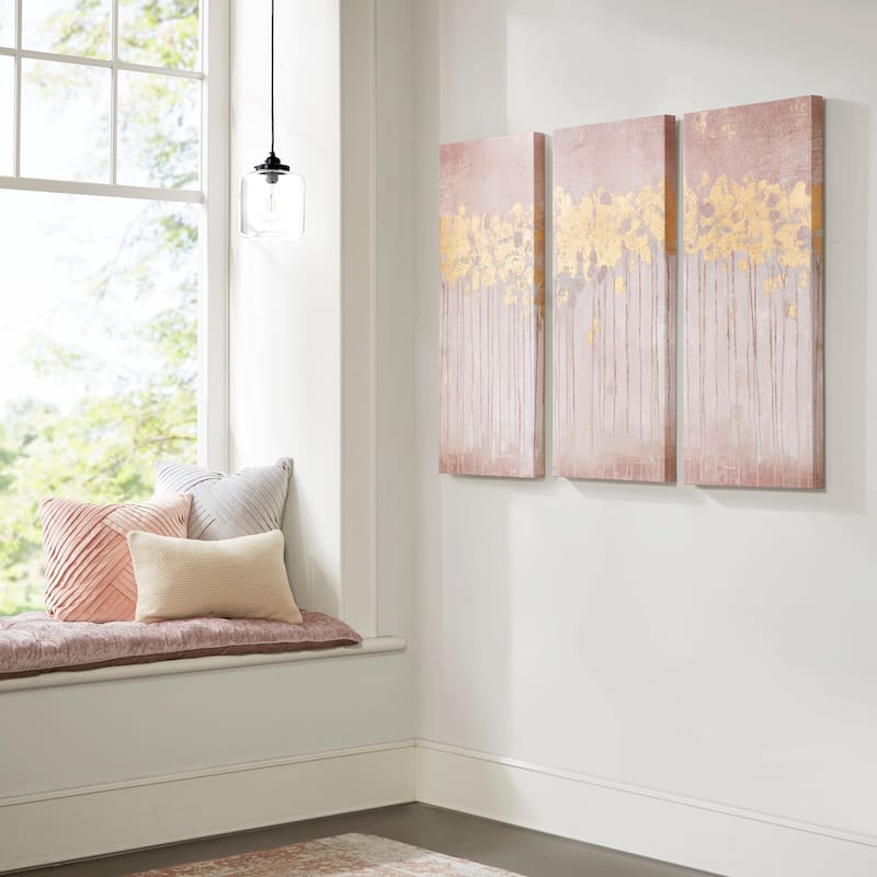 Madison Park Dewy Forest Gold Foil Abstract 3-piece Canvas Wall Art Set