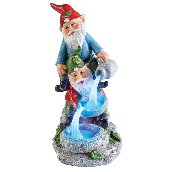Gnomes with Solar Powered Fountain Garden Sculpture - NO SIZE
