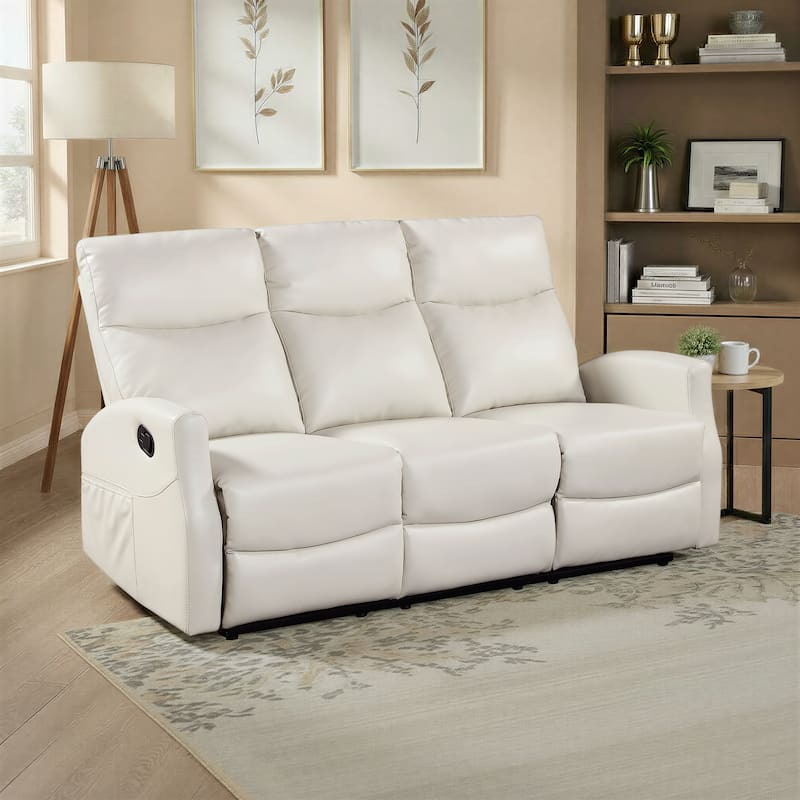 Centralia 71" Faux Leather Manual Double Reclining Sofa with Pocket