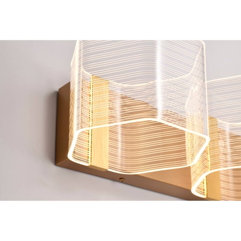 Kenzo LED 3 Light Vanity Vintage Brass Finish Light Guide Panel - Polished Anodized Bronze