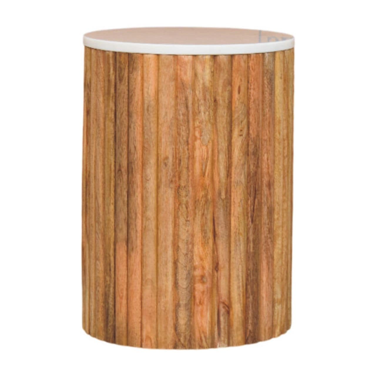 Artisan Furniture Solid Wood Fluted Marble Side Table , Brown