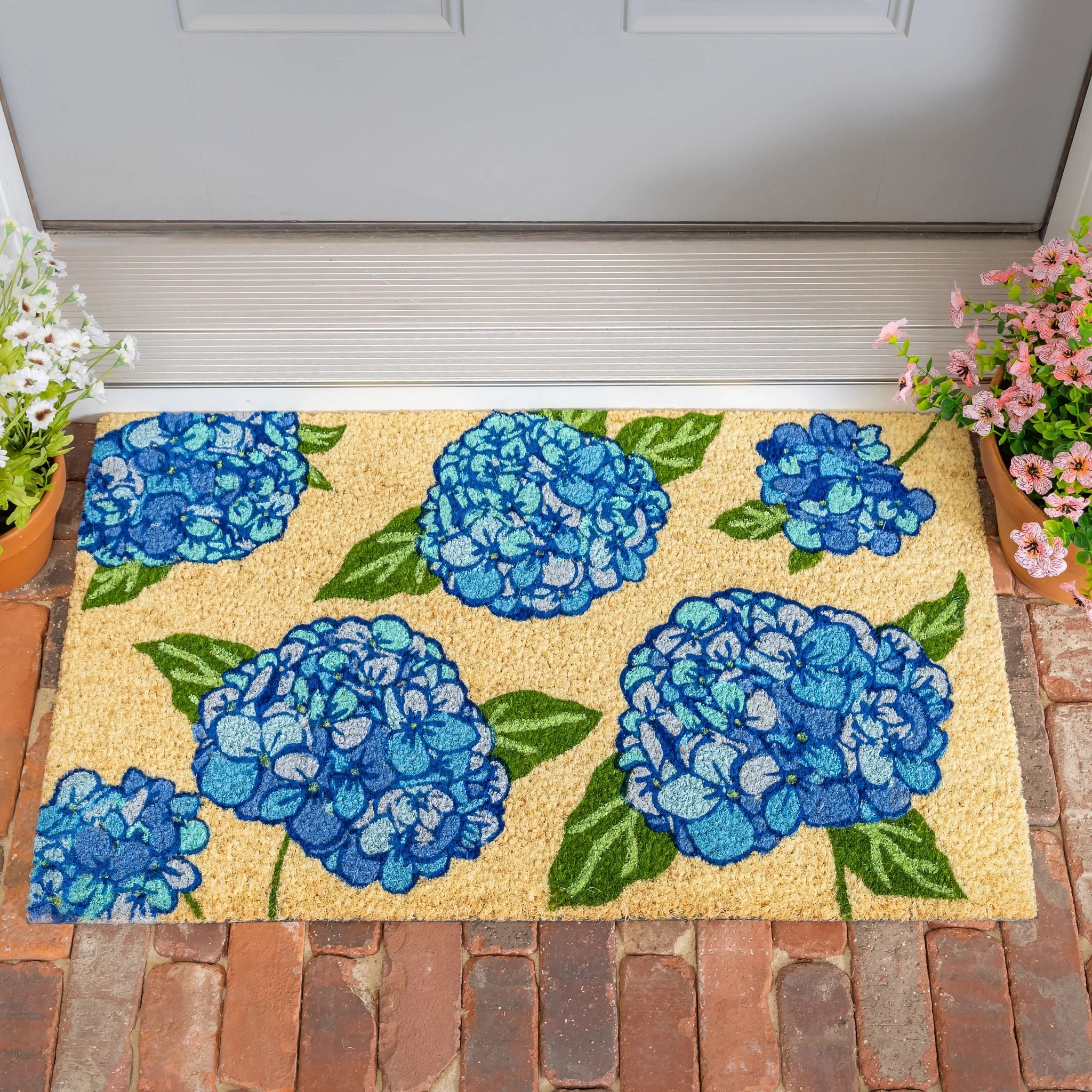 Hydrangea Haven Coir Door Mat, 30" x 18" - 30" x 18"