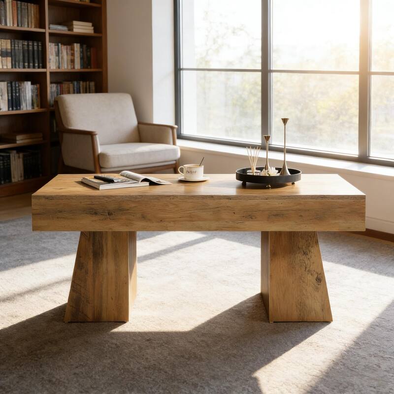 Wooden Dining Table, Rectangular Center Table, Spacious Coffee Table
