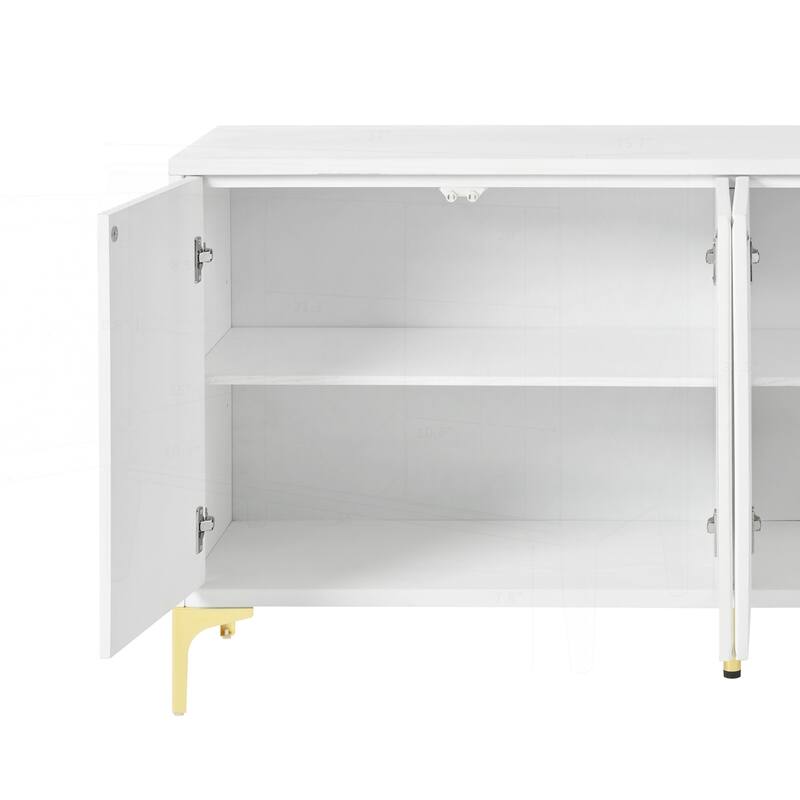 Luxurious 60"L Sideboard with 4 Doors and Rebound Device
