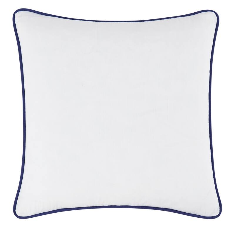 Brooklyn Loom Solid Contrast Piped Decorative Pillow - White/Navy - 20x20
