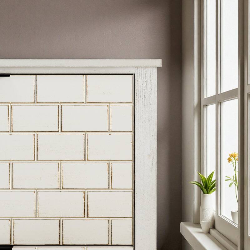 31.5" Retro Shoe Cabinet with 2 Flip Drawers, Mid-Century Freestanding Shoe Storage Organizer for Entryway or Hallway