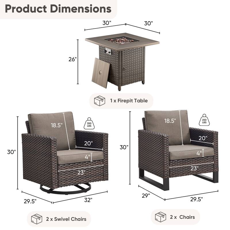 Outdoor Pocassy Glider Chairs Patio Chairs with Fire Table