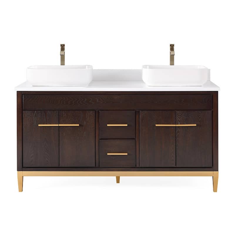 60" Tennant Brand Vessel sink Beatrice Double Sink Bathroom Vanity - Painted - Wenge / Espresso - Double Vanities