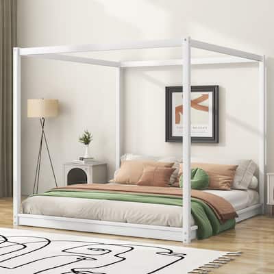 King Size Canopy Platform Bed With Support Legs