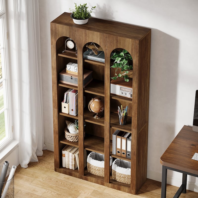 5-Tier Arched Bookshelf, 70.87-Inch Tall Bookcase for Home Office, Living Room - 39.37" W x 11.81" D x 70.87" H