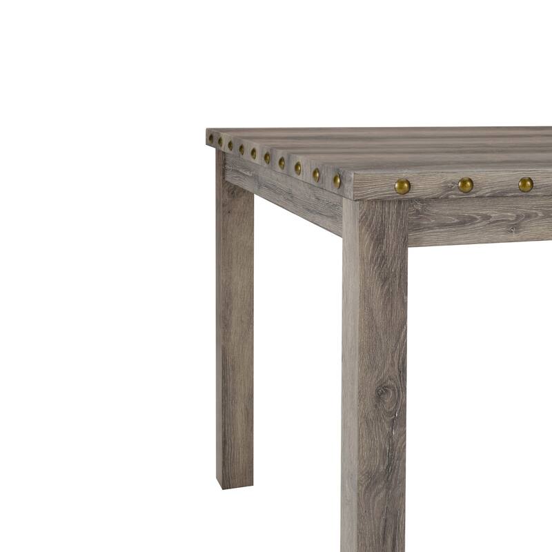 Morden Fort Farmhouse Style 5-piece Square Bar Table Set, 4 Upholstered Counter Stools with Bar Table Dining Set