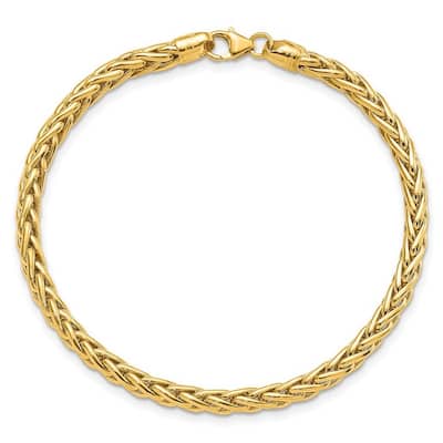 Curata 14k Yellow Gold Italian Large Wheat Braided Link Bracelet - 7.5 Inch